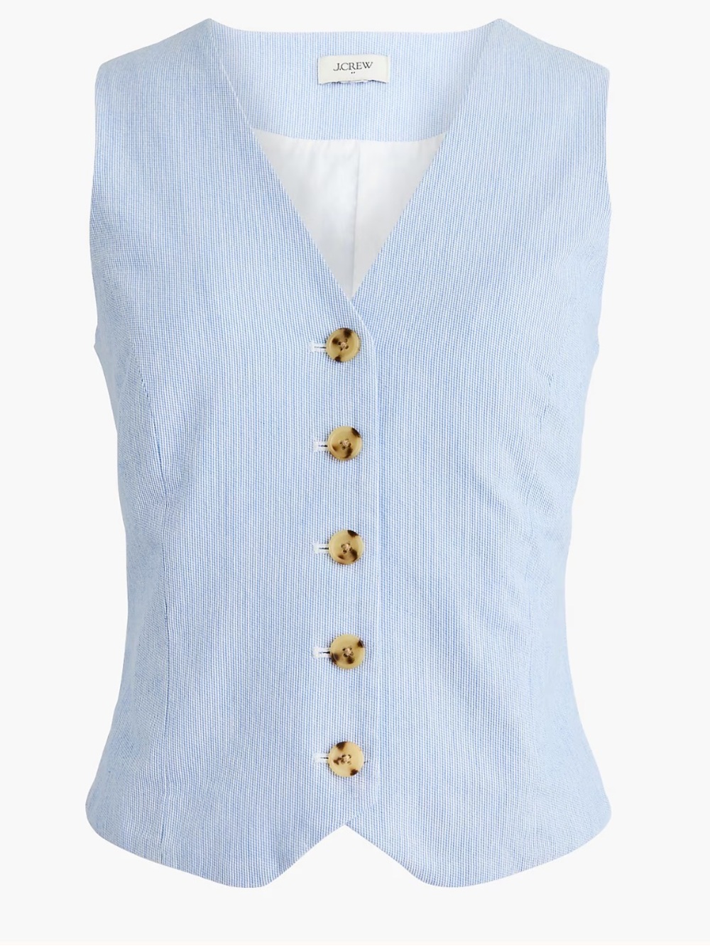 J. Crew Light Blue White Stripe Women’s Button-Front Vest